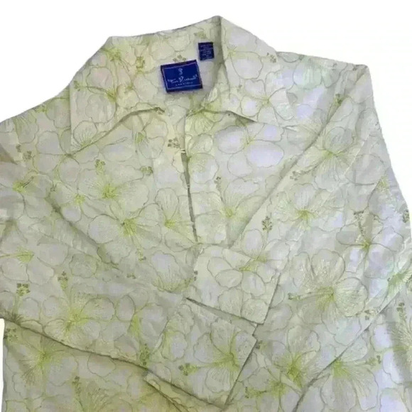 Women’s Tori Richard Honolulu Embroidered Hibiscus 3/4 Sleeves Tunic, Size 12 - Picture 9 of 16